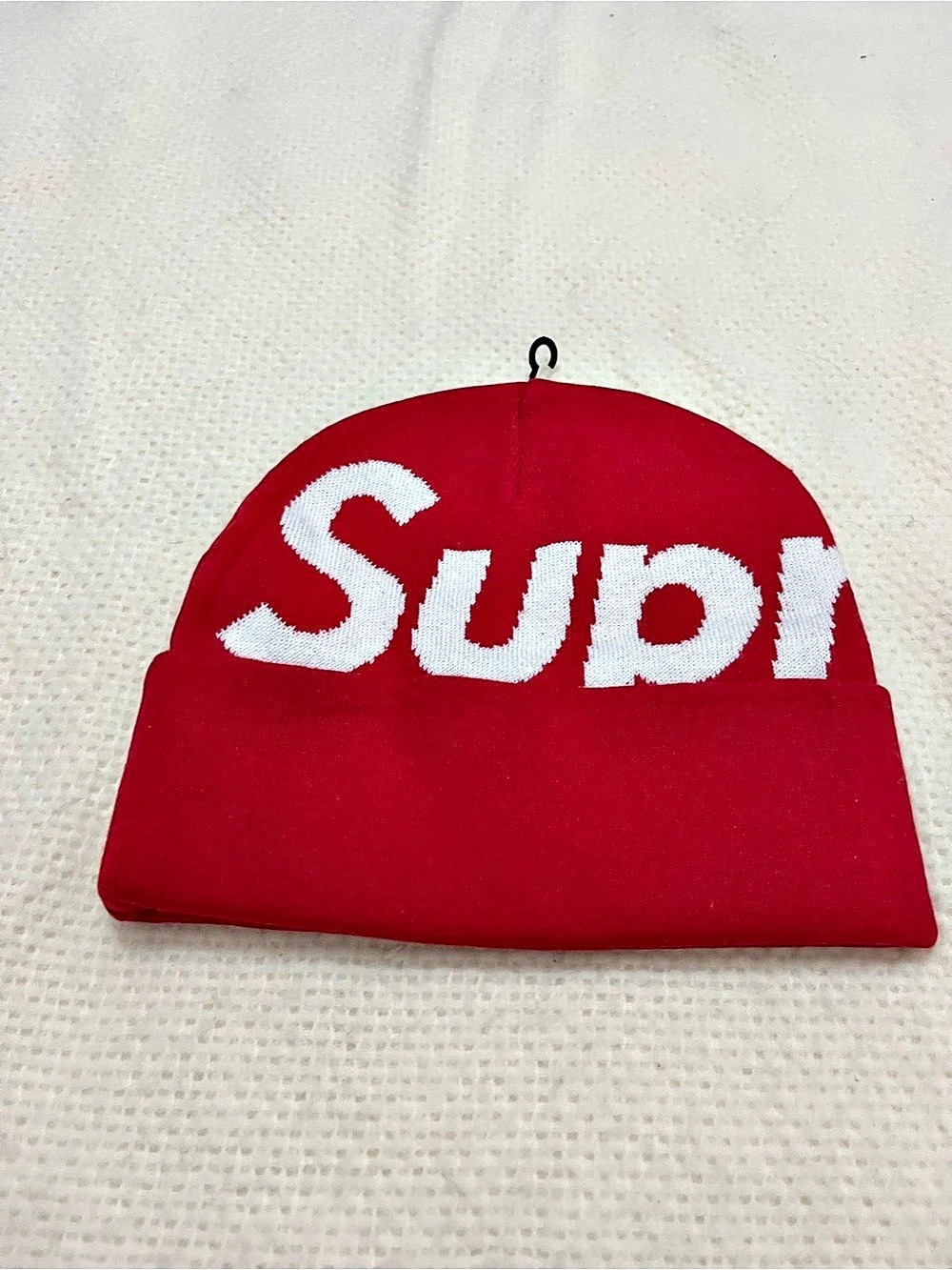 Supreme Big Logo Beanie Hat Red & White